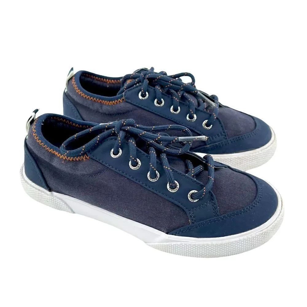 Sperry Deckfin Top Sider Navy Blue Kid’s Canvas Lace Up Casual Sneakers 13M